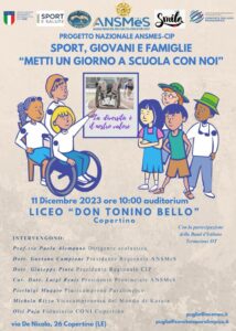 Convegno “Sport, giovani e famiglie” - Metti un giorno a scuola con noi. Intervengono dott. Luigi Renis e rappresentanti del CONI (11/12/2023)