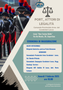 Port_attori di legalità - Cerimonia di inaugurazione con la collaborazione del Comando Provinciale Arma dei Carabinieri di Lecce. (07/02/2025)